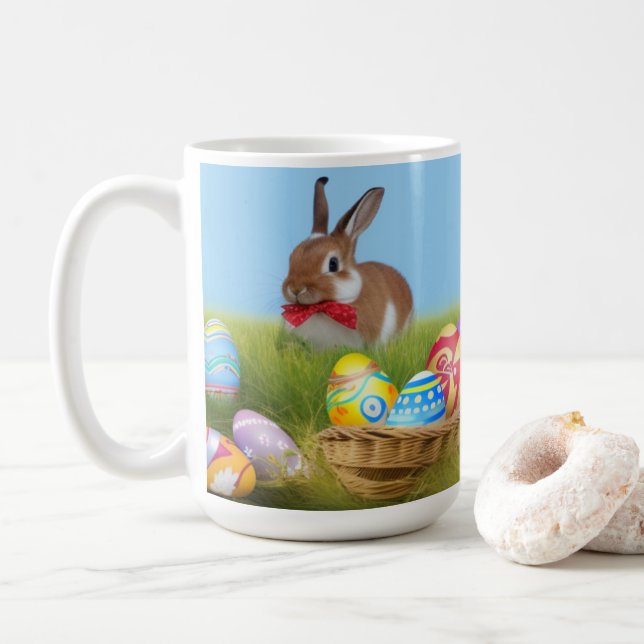 Cute Påsk Bunnyfor en positiv stämning Kaffemugg (Med munk)