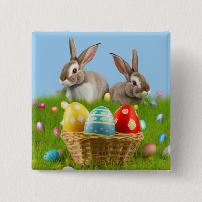 Cute Påsk Bunnyfor en positiv stämning Knapp (Framsida)