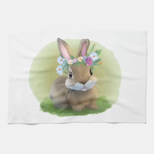 Cute Påsk Bunnyfor en positiv stämning Kökshandduk (Horisontell)