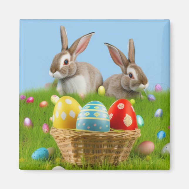 Cute Påsk Bunnyfor en positiv stämning Magnet (Framsidan)