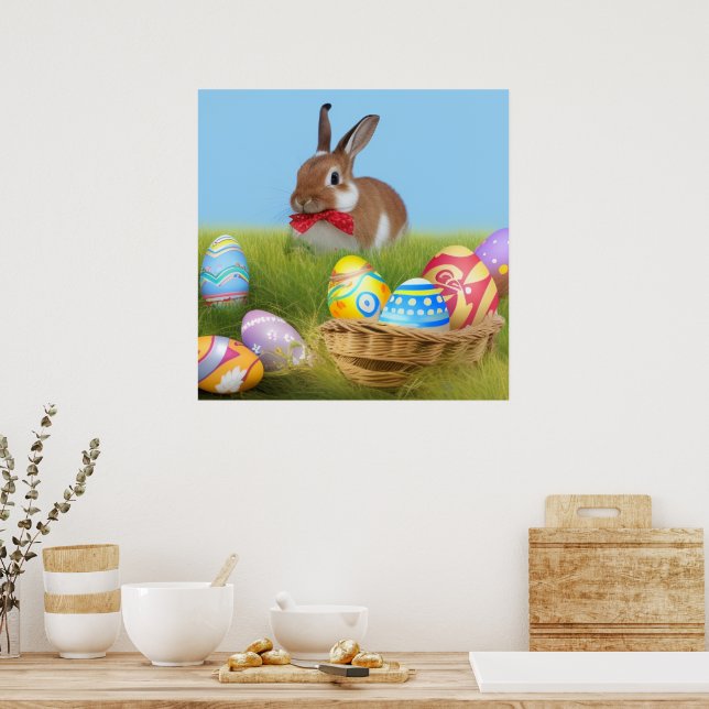 Cute Påsk Bunnyfor en positiv stämning Poster (Kök)