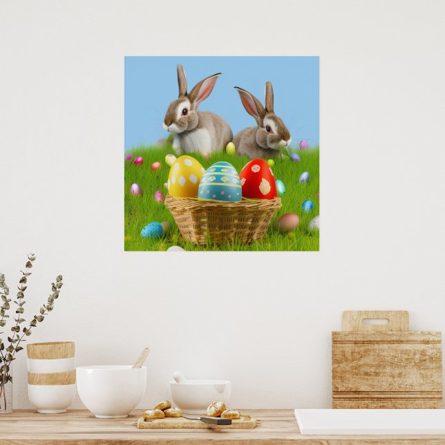 Cute Påsk Bunnyfor en positiv stämning Poster (Kök)