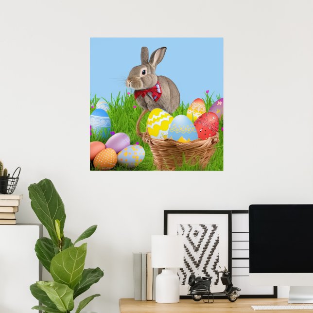 Cute Påsk Bunnyfor en positiv stämning Poster (Hemmakontoret)