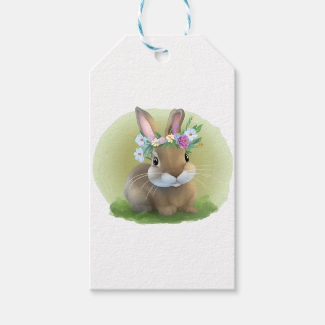 Cute Påsk Bunnyfor en positiv stämning Presentetikett (Framsidan)