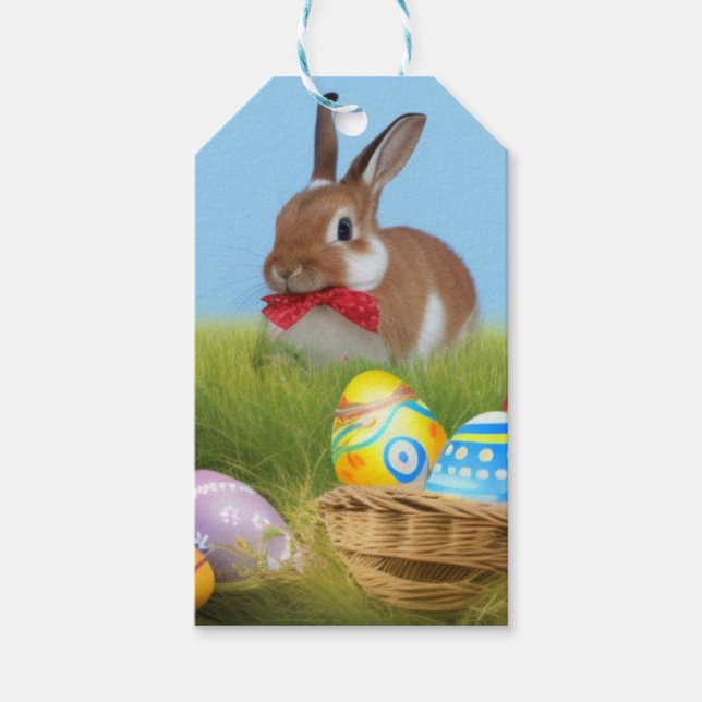 Cute Påsk Bunnyfor en positiv stämning Presentetikett (Framsidan)