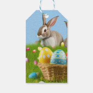 Cute Påsk Bunnyfor en positiv stämning Presentetikett