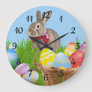 Cute Påsk Bunnyfor en positiv stämning Stor Klocka