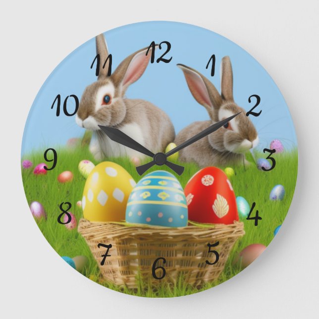 Cute Påsk Bunnyfor en positiv stämning Stor Klocka (Framsida)