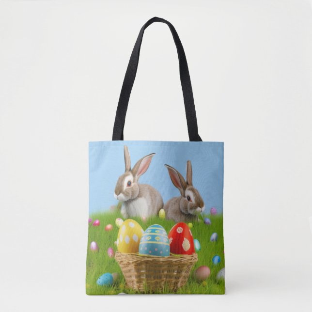 Cute Påsk Bunnyfor en positiv stämning Tygkasse (Framsida)