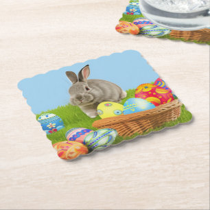 Cute Påsk Bunnyfor, Papper Coaste Underlägg Papper