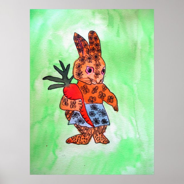 Cute Påsk-buuny-barn illustrerar konst poster (Framsidan)