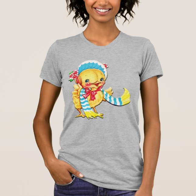 Cute Påsk Chic på Grått T Shirt (Framsida)