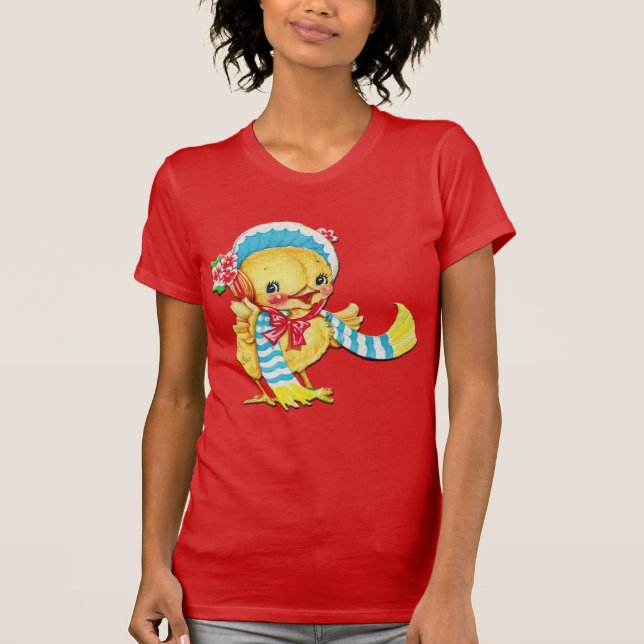 Cute Påsk Chic på Red T Shirt (Framsida)