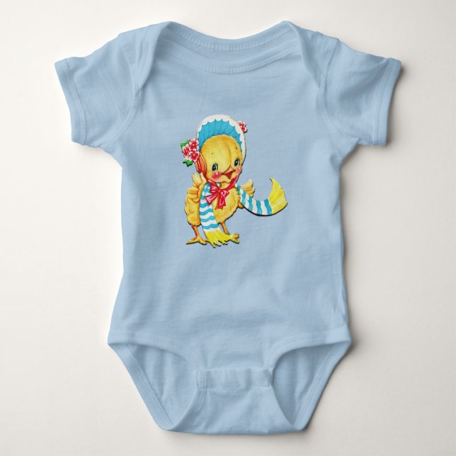 Cute Påsk Chic Unisex Blue Bodykostym T Shirt (Framsida)