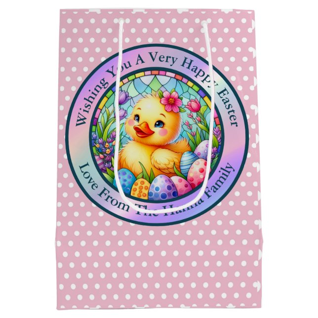 Cute Påsk Chick, Blommor och färgstarka ägg (Baksidan)