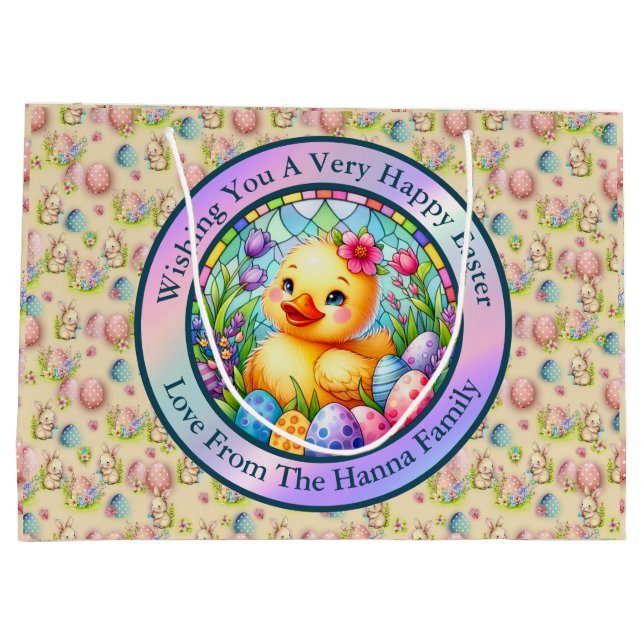 Cute Påsk Chick, Blommor och färgstarka ägg (Baksidan)