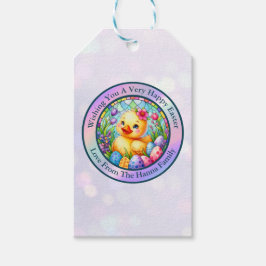 Cute Påsk Chick, Blommor och färgstarka ägg Presentetikett