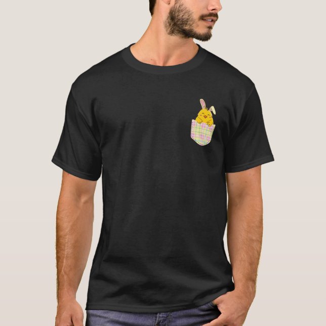 Cute Påsk Chick Bunny Pocket T Shirt-Påsk T S T Shirt (Framsida)
