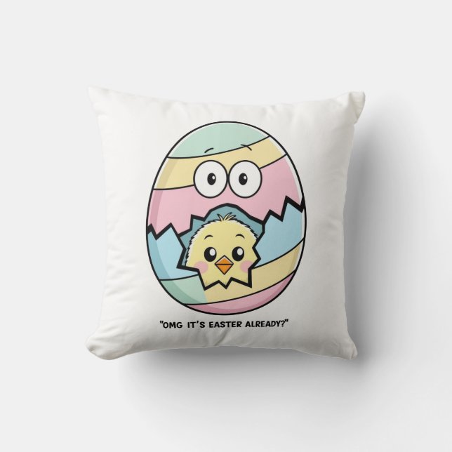 Cute Påsk Chick i krackade ägg - Vår Helgdag Kudde (Framsida)