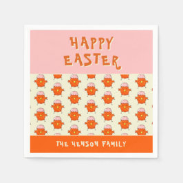 Cute Påsk Chick med Eggshell Mönster Party Pappersservett
