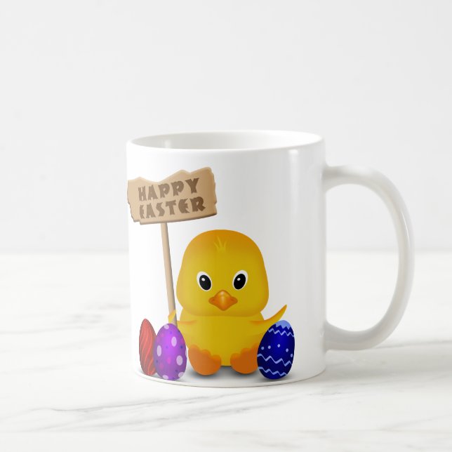 Cute Påsk Chick med signatur - Mugg (Höger)