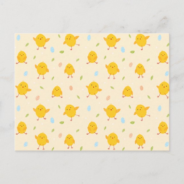 Cute Påsk Chick Mönster Helg Vykort (Framsida)