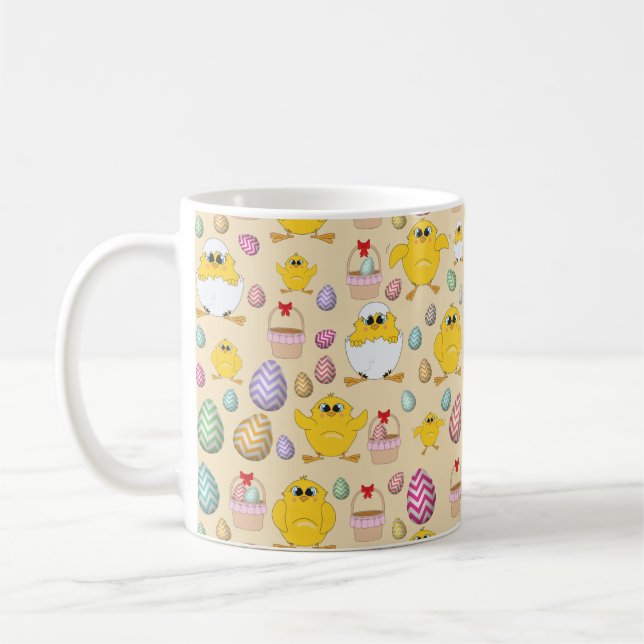 Cute Påsk Chick Mönster Kaffemugg (Vänster)