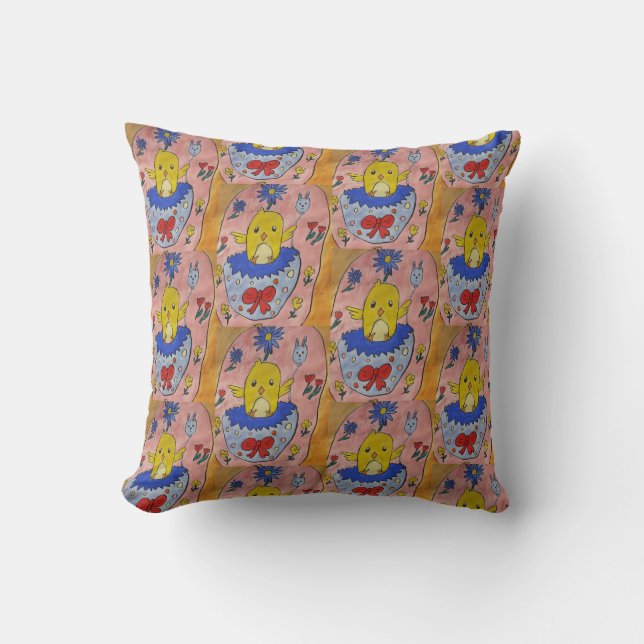 Cute Påsk Chick Throw Cushion Kudde (Framsida)