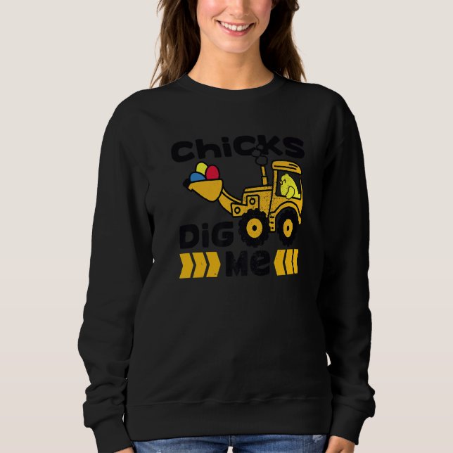 Cute Påsk Chickar Gräver mig Bulldozer Funny Påsk  T Shirt (Framsida)