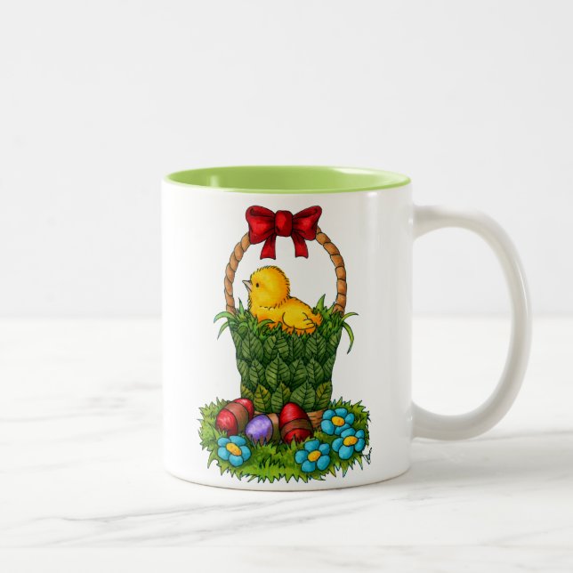 Cute Påsk Chicken Två-Tonad Mugg (Höger)