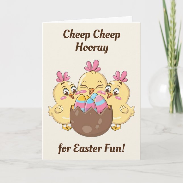 Cute Påsk Chickens med ägg Kort (Framsida)