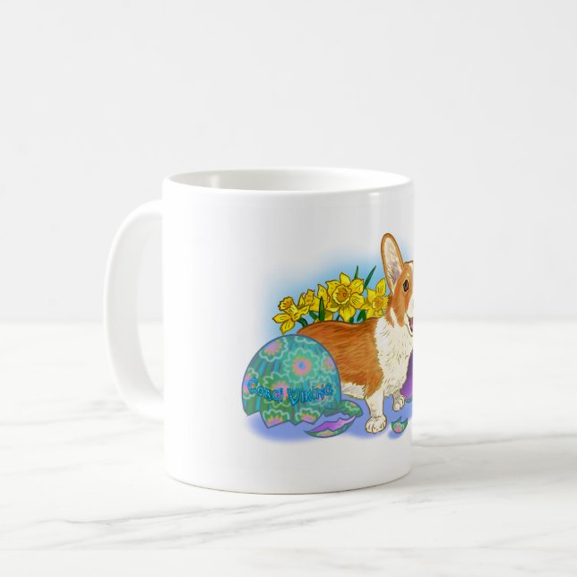Cute Påsk Corgi Kaffemugg (Framsida vänster)