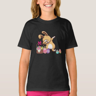 Cute Påsk Dabbing Bunny Rabbit med Påskägg T Shirt