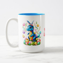 Cute Påsk Dinosaur med bunny öron kaffe mugg