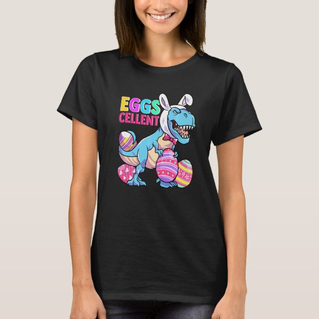 Cute Påsk Dinosaur Påskhare Eggs Påsk T Shirt (Framsida)