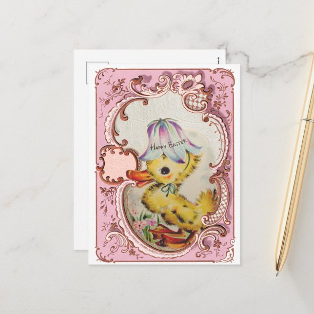 Cute Påsk Duckling-Helgdag Helg Vykort (Fram/Back In Situ)