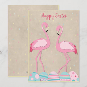 Cute Påsk flamingo och målade ägg Julkort