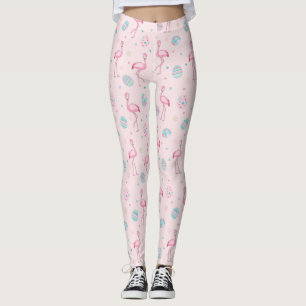 Cute Påsk flamingo och målade ägg mönster Leggings