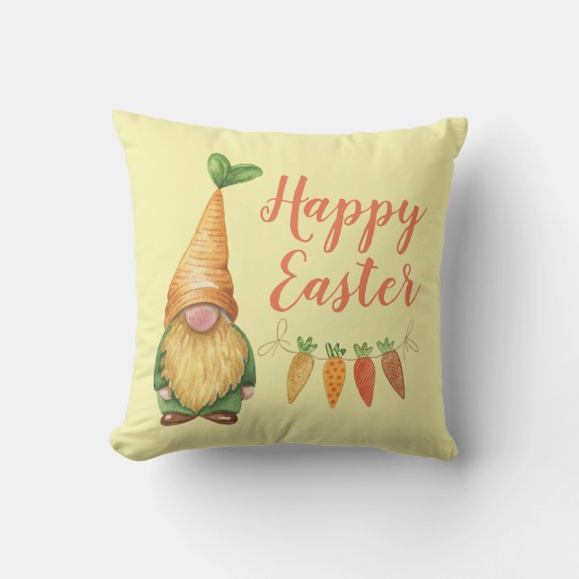 Cute Påsk Gnome Gult Dekorativ kudde (Framsida)