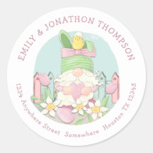 Cute Påsk Gnome Namn Returadress Teal rosa