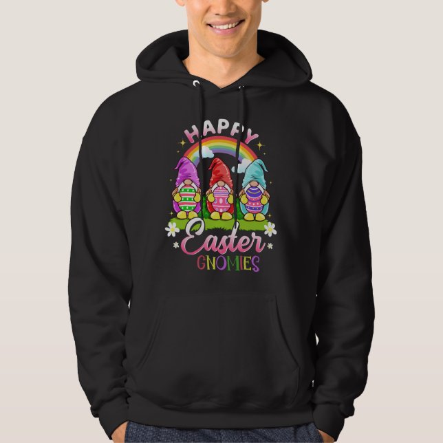 Cute Påsk Gnomes Glad påsk Gnomies Hoodie (Framsida)