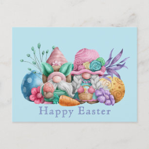 Cute Påsk Gnomes Illustration Helgdag Postcard Helg Vykort
