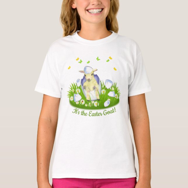Cute Påsk Goat Hatching från Påskägg T Shirt (Framsida)