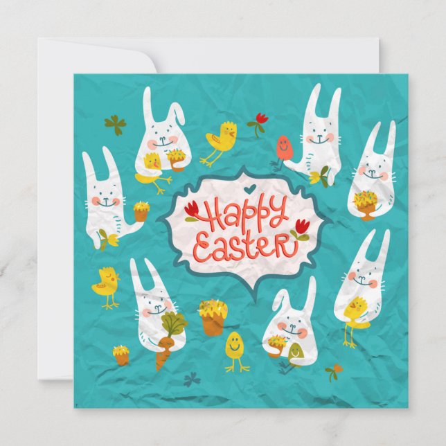 Cute Påsk Helgdag Card Julkort (Framsida)