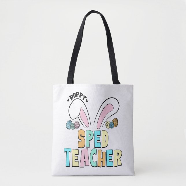 Cute Påsk Hoppy Sped Teacher Bunny Öron Tygkasse (Framsida)