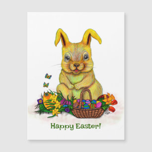 Cute Påsk-kanin med ägg och blommor