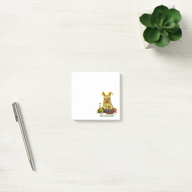 Cute Påsk-kanin med ägg och blommor Post-it Block (Kontor)