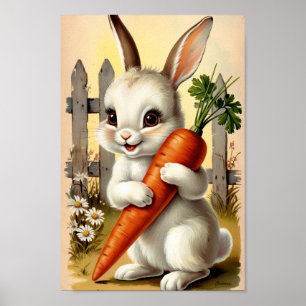 Cute Påsk, kanin Vår, blomdekan Poster