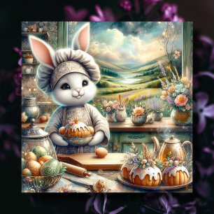 Cute Påsk Kitchen Chef Bunny Julkort