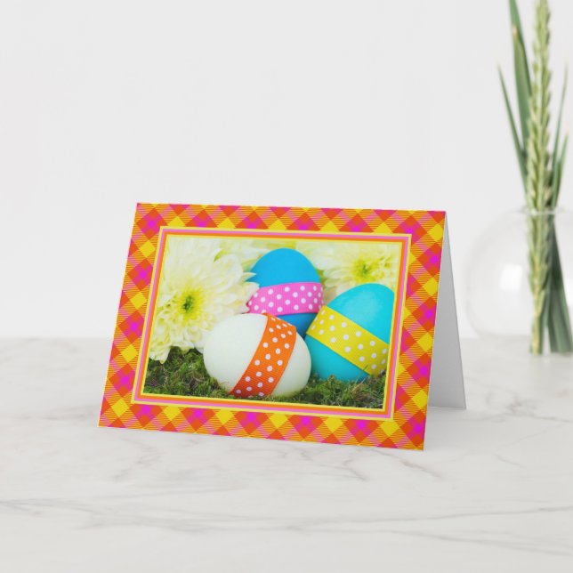 Cute Påsk-kort med ägg och blommor Helgkort (Framsida)